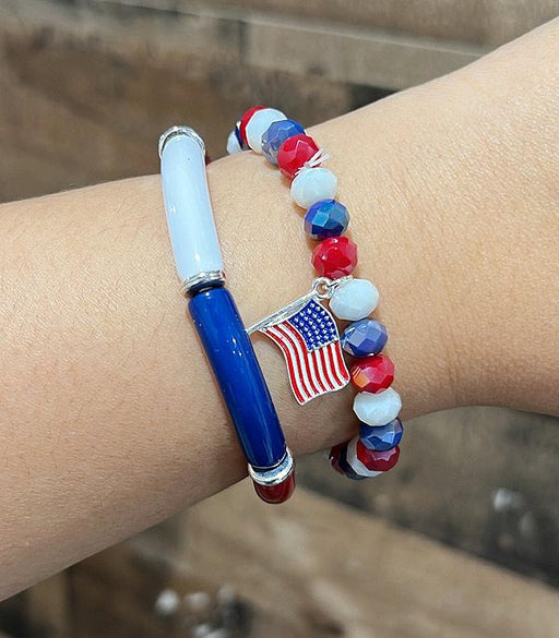 Ace High Trends BRACELETS,STRETCH-BEAD,RED,WHITE, AND BLUE
