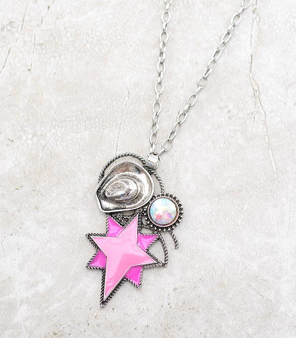 Ace High Trends NECKLACES,CHAIN WITH PENDANT,PINK COWGIRL
