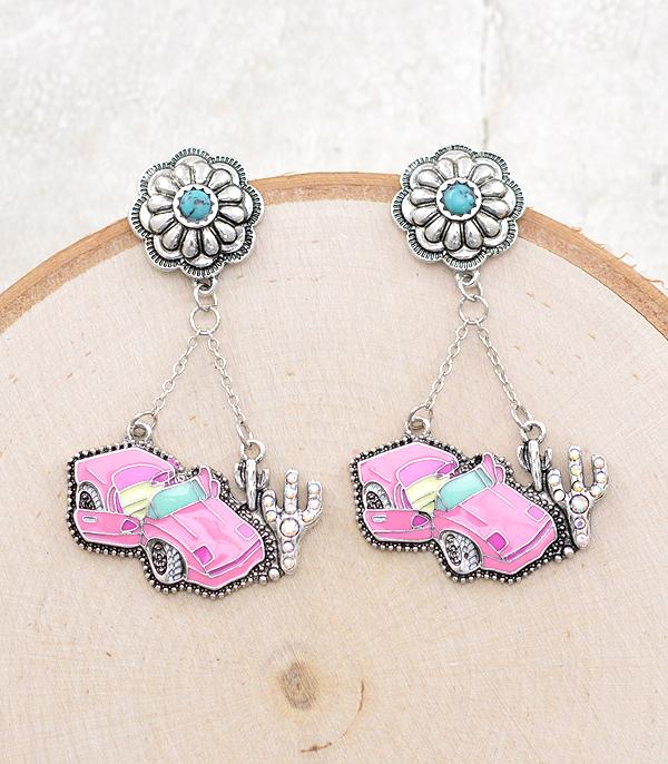 Ace High Trends EARRINGS,WESTERN POST EARRINGS,PINK COWGIRL