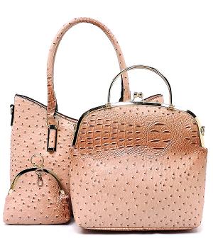 Faux Ostrich Tote Bag - Vegan Leather Handbag