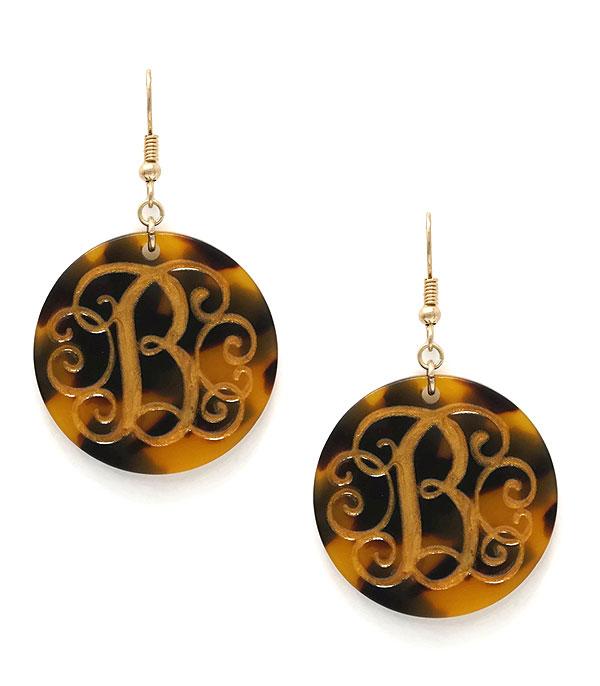 <font color=black>SALE ITEMS</font> :: JEWELRY :: Earrings :: Tortoise Monogram Earrings