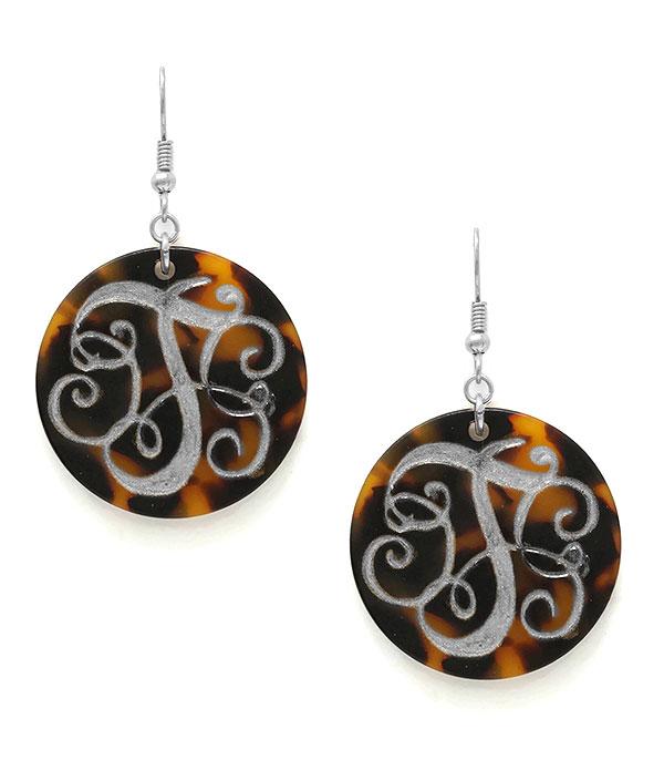 <font color=black>SALE ITEMS</font> :: JEWELRY :: Earrings :: Tortoise Monogram Earrings