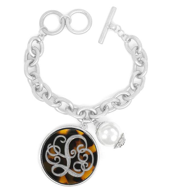 INITIAL JEWELRY :: BRACELETS | EARRINGS :: Tortoise Initial Charm Bracelet