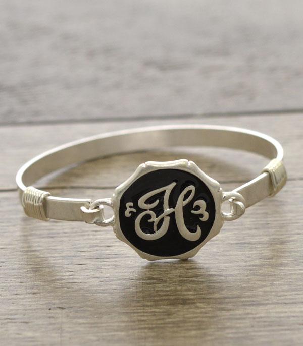 INITIAL JEWELRY :: BRACELETS | EARRINGS :: Black & Silver Initial Bracelet