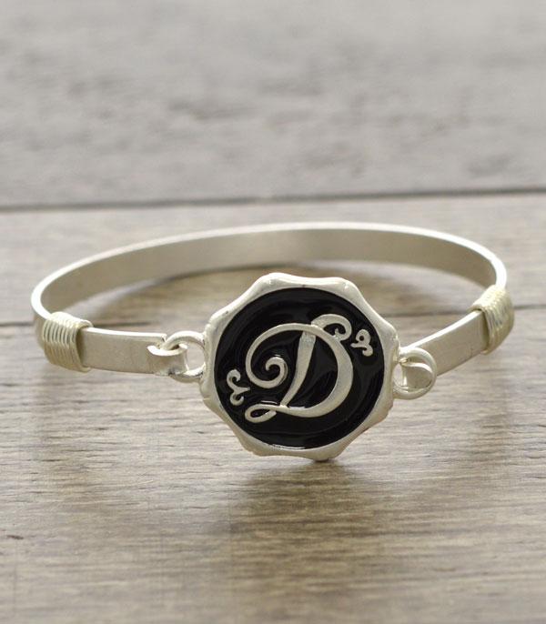 INITIAL JEWELRY :: BRACELETS | EARRINGS :: Black & Silver Initial Bracelet