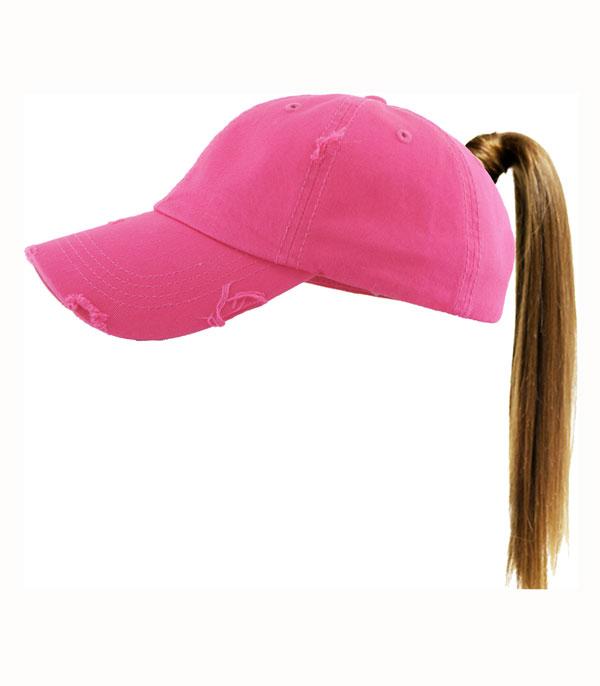 HATS I HAIR ACC :: VISOR I SOLID :: Wholesale KBEthos Messy Bun Ponytail Cap