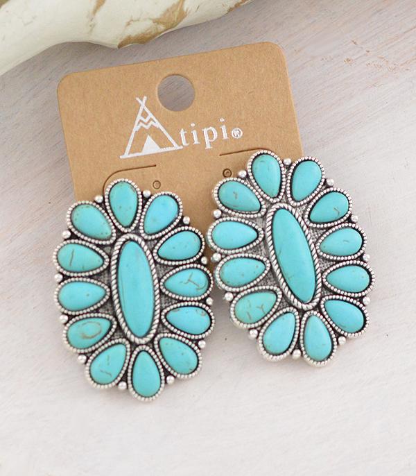 New Arrival :: Wholesale Western Turquoise Stone Earrings