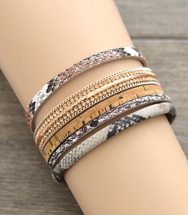 <font color=black>SALE ITEMS</font> :: JEWELRY :: Bracelets :: Wholesale Snake Print Multi Strand Bracelet