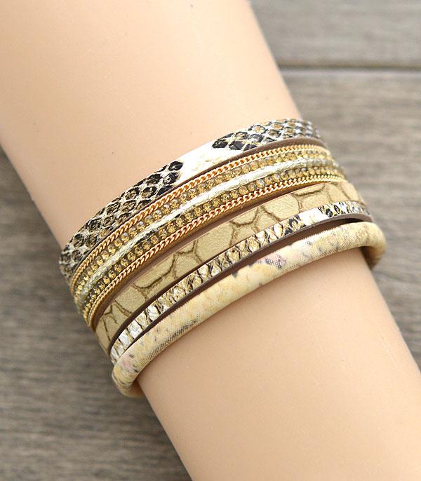 <font color=black>SALE ITEMS</font> :: JEWELRY :: Bracelets :: Wholesale Snake Print Multi Strand Bracelet