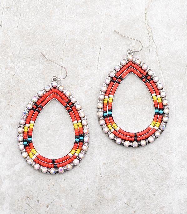 EARRINGS :: WESTERN HOOK EARRINGS :: Wholesale Seed Beaded Teardrop Earrings