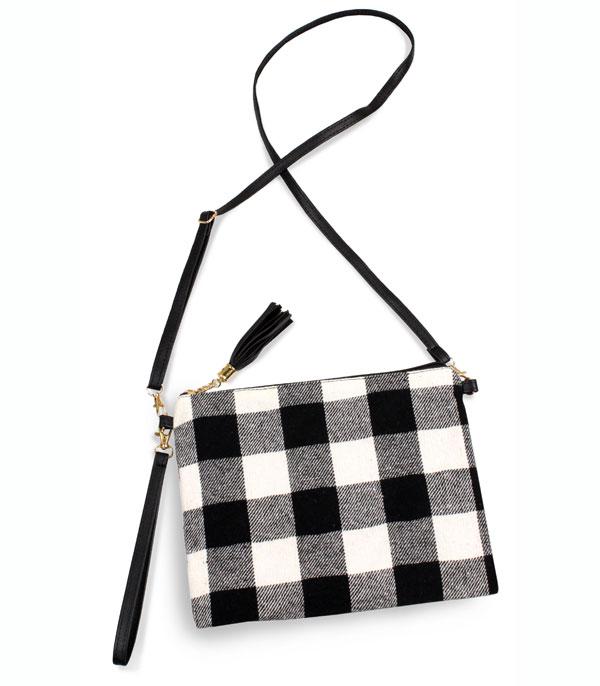 HANDBAGS :: CROSSBODY I CLUTCH BAGS :: Wholesale Buffalo Plaid Crossbody Bag Clutch 