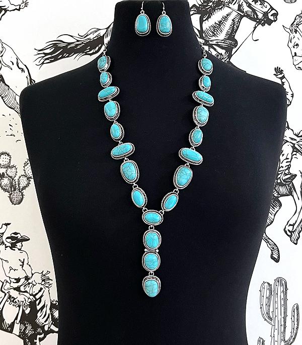 New Arrival :: Wholesale Tipi Western Stone Y Necklace Set