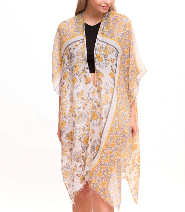 KIMONO I SCARVES :: KIMONO / PONCHO :: Wholesale Floral Print Light Womens Kimono