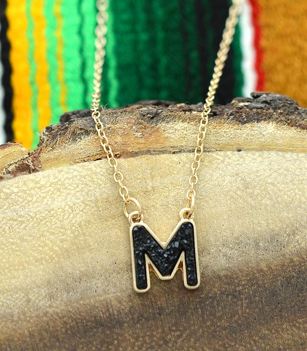 INITIAL JEWELRY :: NECKLACES | RINGS :: Wholesale Druzy Initial Necklace