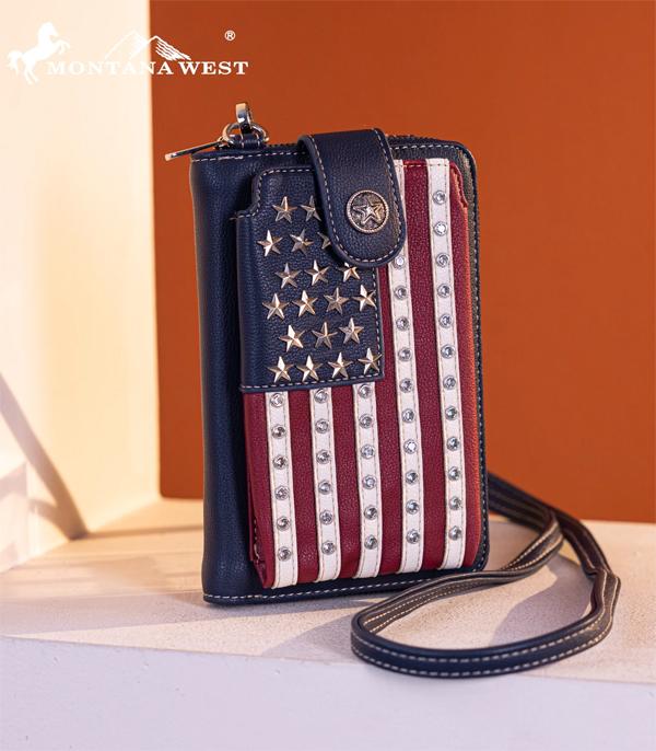<font color=RED>RED,WHITE, AND BLUE</font> :: Wholesale Montana West US Flag Phone Wallet