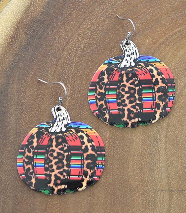 EARRINGS :: TRENDY EARRINGS :: Wholesale Leopard Serape Pumpkin Earrings