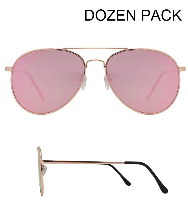 <font color=black>SALE ITEMS</font> :: MISCELLANEOUS :: Wholesale Pink Mirror Lens Aviator Sunglasses
