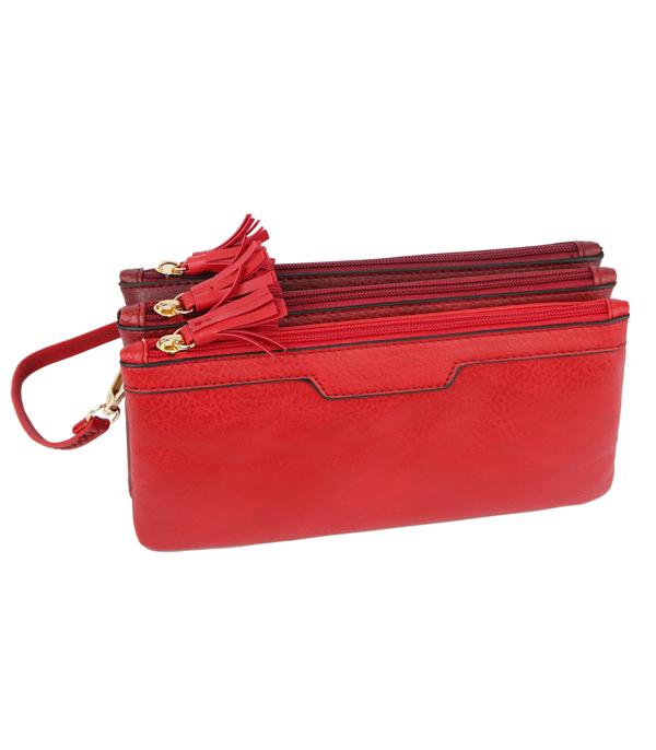 HANDBAGS :: WALLETS | SMALL ACCESSORIES :: Wholesale Multi Compartment Wristlet Crossbody Bag