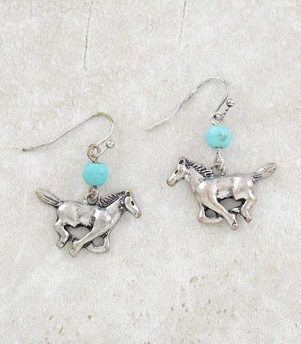 EARRINGS :: WESTERN HOOK EARRINGS :: Wholesale Tipi Western Turquoise Horse Earrings