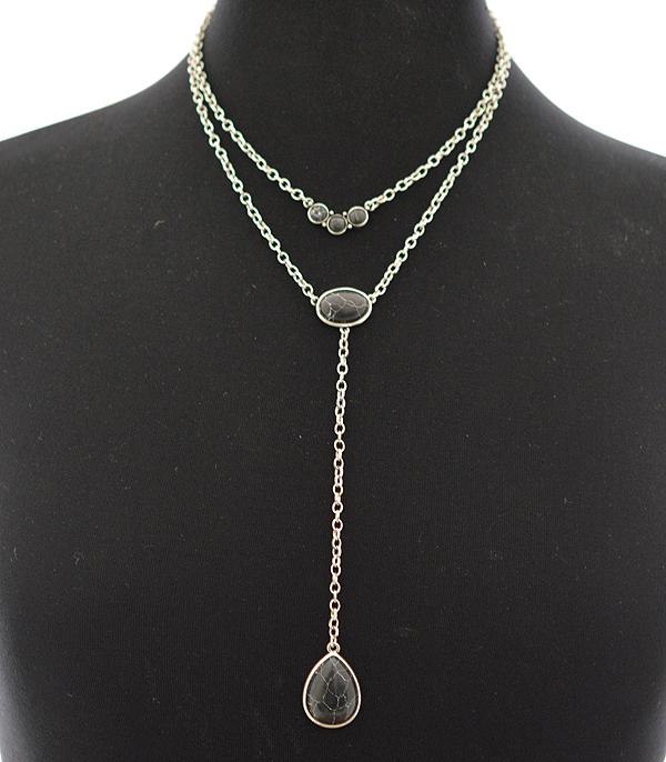 NECKLACES :: TRENDY :: Wholesale Western Semi Stone Layered Necklace