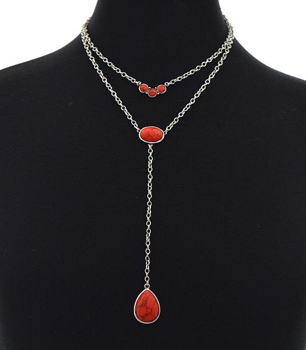 NECKLACES :: TRENDY :: Wholesale Western Semi Stone Layered Necklace