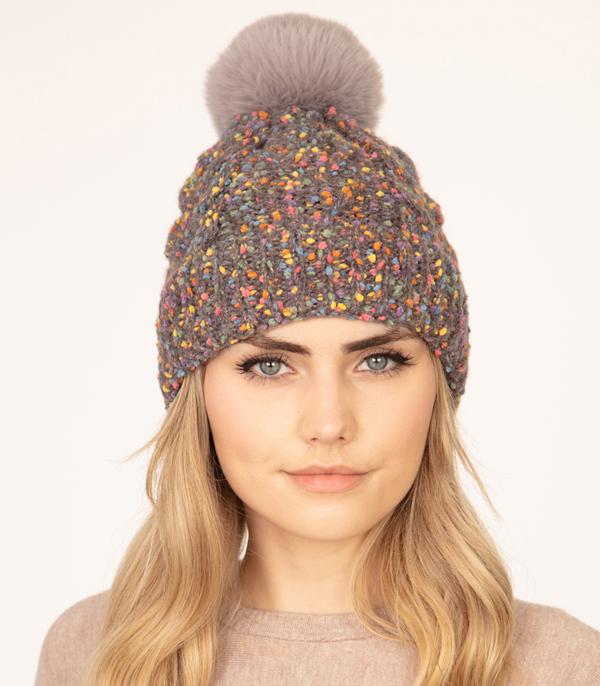 HATS I HAIR ACC :: BEANIES I HEADWRAP :: Wholesale Womens Winter Confetti PomPom Beanie