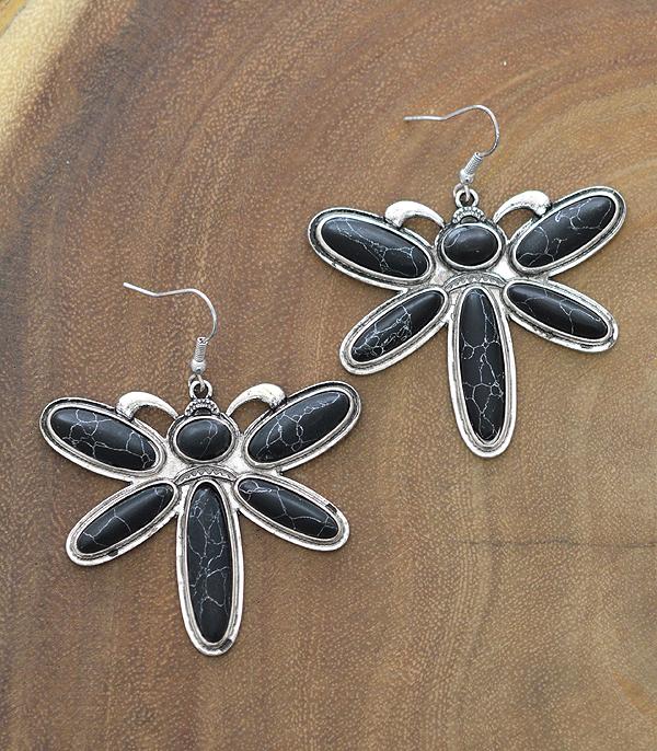 <font color=black>SALE ITEMS</font> :: JEWELRY :: Earrings :: Wholesale Dragonfly Turquoise Semi Stone Earrings