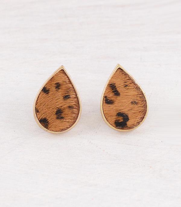 New Arrival :: Wholesale Leopard Print Teardrop Post Earrings