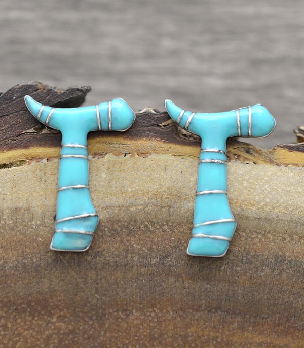 INITIAL JEWELRY :: BRACELETS | EARRINGS :: Wholesale Turquoise Epoxy Initial Earrings