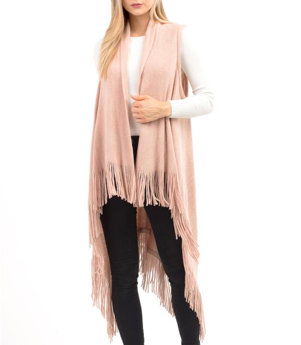 <font color=black>SALE ITEMS</font> :: SCARVES | APPAREL  :: Apparel :: Wholesale Solid Fringe Knit Vest