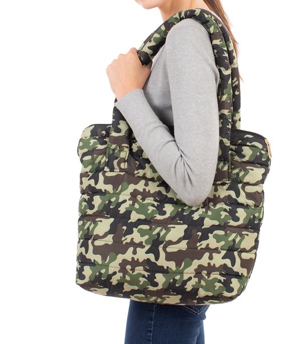 HANDBAGS :: FASHION :: Wholesale Camo Print Padded Tote Bag