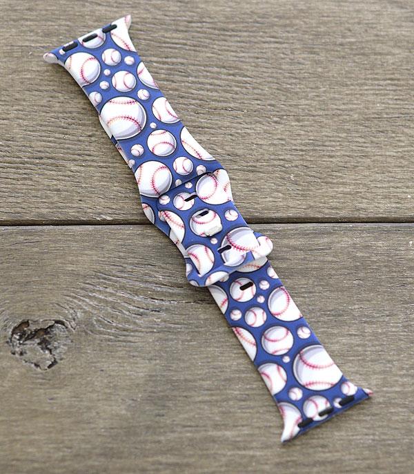 SPORTS THEME :: BASEBALL | SOFTBALL :: Wholesale Baseball Print Silicone Watch Band