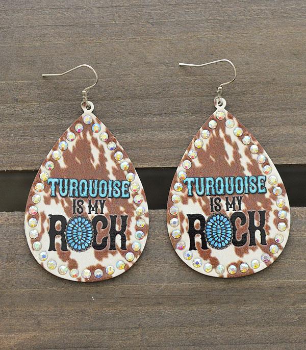 New Arrival :: Wholesale Turquoise Is My Rock Western Earrings