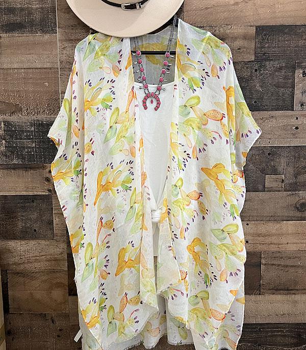 KIMONO I SCARVES :: KIMONO / PONCHO :: Wholesale Cactus Print Kimono Poncho