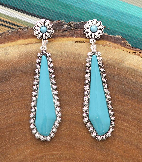 EARRINGS :: WESTERN POST EARRINGS :: Wholesale Western Epoxy Turquoise Drop Earrings