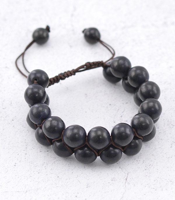 BRACELETS :: STRETCH-BEAD :: Wholesale Black Semi Stone Stretch Bracelet