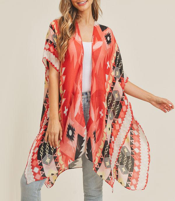 KIMONO I SCARVES :: KIMONO / PONCHO :: Wholesale Boho Aztec Print Kimono