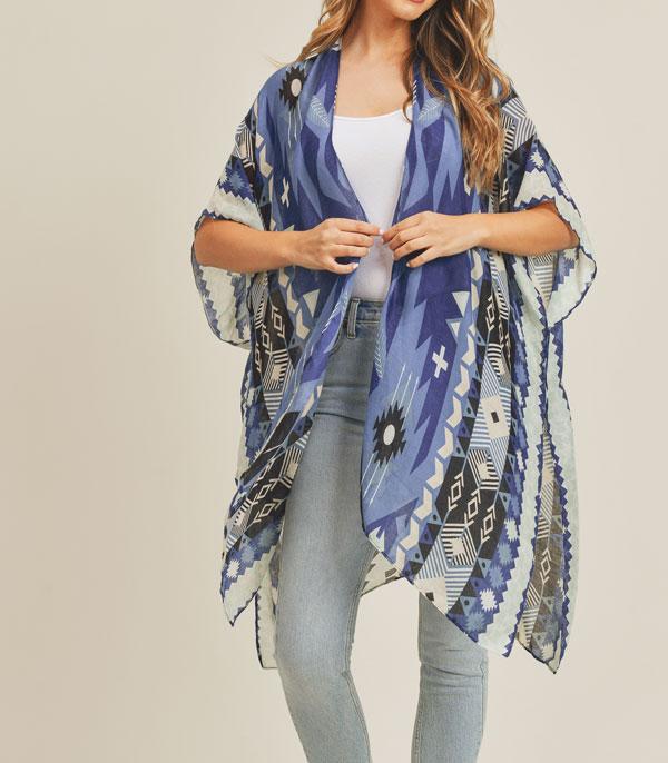 KIMONO I SCARVES :: KIMONO / PONCHO :: Wholesale Boho Aztec Print Kimono