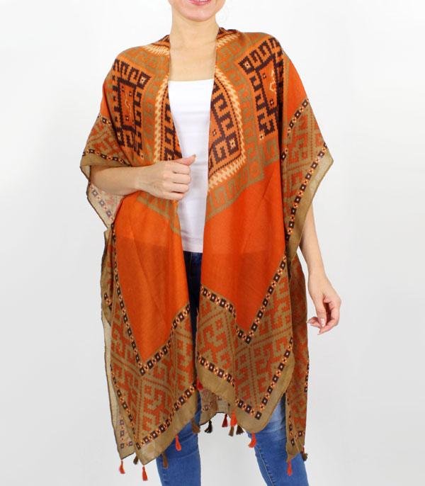 KIMONO I SCARVES :: KIMONO / PONCHO :: Wholesale Boho Print Kimono Cover Up