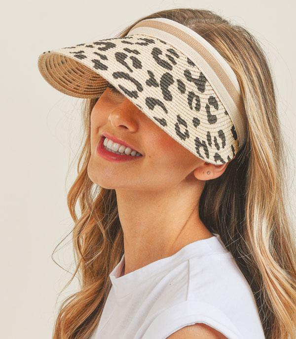 HATS I HAIR ACC :: BALLCAP I VISOR :: Wholesale Leopard Print Straw Summer Visor