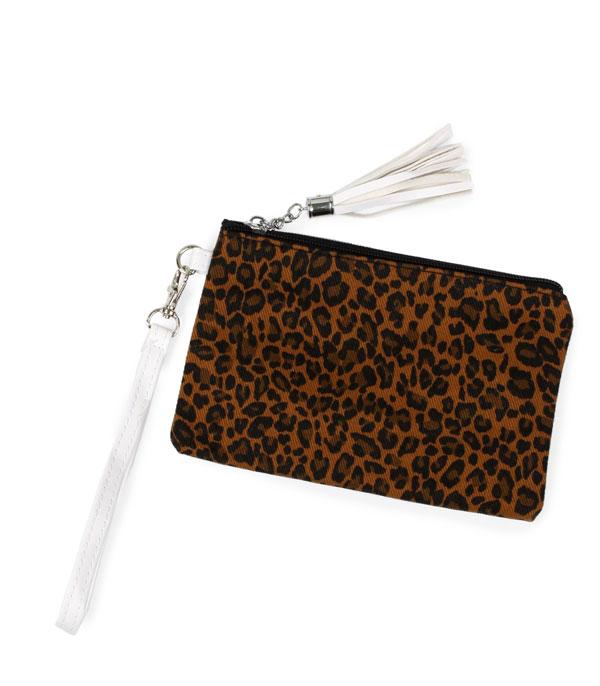 HANDBAGS :: WALLETS | SMALL ACCESSORIES :: Wholesale Leopard Print Wristlet Pouch Bag