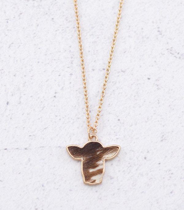 New Arrival :: Wholesale Cowhide Leather Cow Pendant Necklace