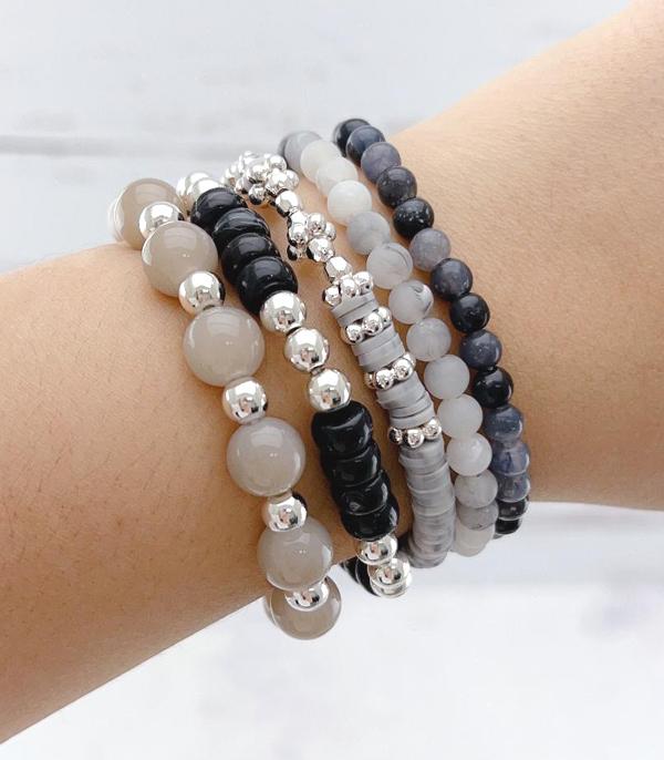 BRACELETS :: STRETCH-BEAD :: Wholesale Trendy Beaded Stacked Bracelet Set