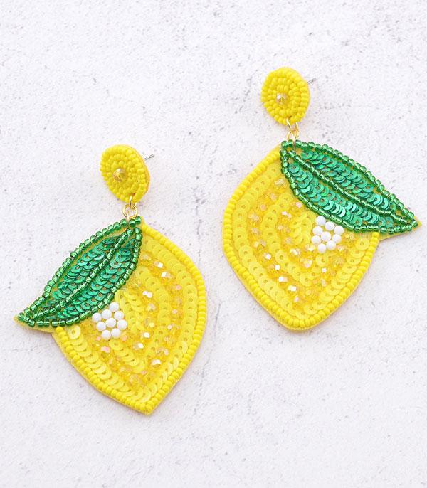 EARRINGS :: TRENDY EARRINGS :: Wholesale Seed Bead Handmade Lemon Earrings