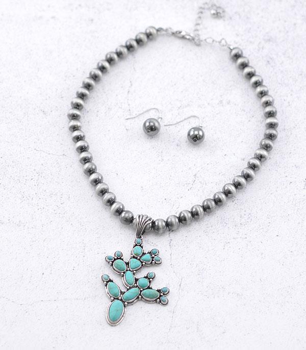 WHAT'S NEW :: Wholesale Turquoise Semi Stone Cactus Necklace