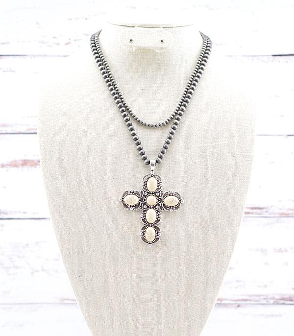 NECKLACES :: WESTERN TREND :: Wholesale Western Turquoise Cross Layered Necklace