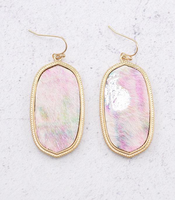 EARRINGS :: TRENDY EARRINGS :: Wholesale Tie Dye Cowhide Oval Earrings