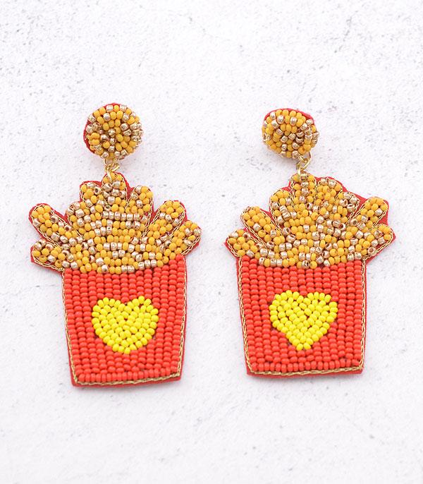 EARRINGS :: TRENDY EARRINGS :: Wholesale Seed Bead Fries Dangle Earrings