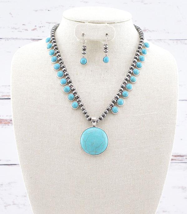 NECKLACES :: WESTERN TREND :: Wholesale Western Turquoise Pendant Necklace Set