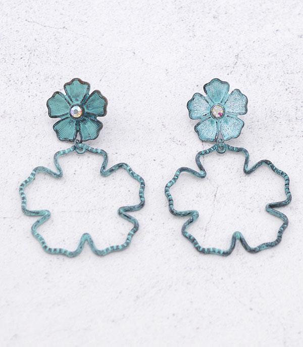 EARRINGS :: TRENDY EARRINGS :: Wholesale Western Flower Post Dangle Earrings